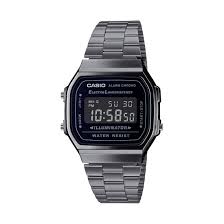 Casio Digital Black Dial Unisex Watch A168WGG-1BDF (Vintage Series, Quartz movement, Stainless Steel Gray Colour Band, Water Resistant 30 meters   )