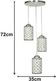 R.S Traders Pendent Celling Lamp (40W Lamps, Three Glass in one Steel Plate Fitting, Surface mount, Weight 0.8 Kilograms)